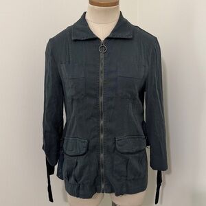 XCVI Small Dark Green Full Zip Lightweight Jacket ~ Utility Boho Casual